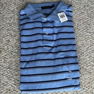 Polo by Ralph Lauren Light Blue and Navy Striped Polo Shirt